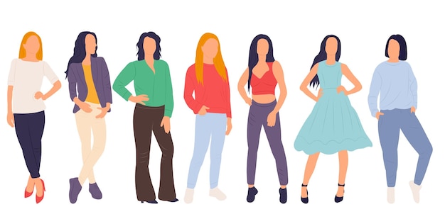 Vector mujer de moda en vector aislado de estilo plano