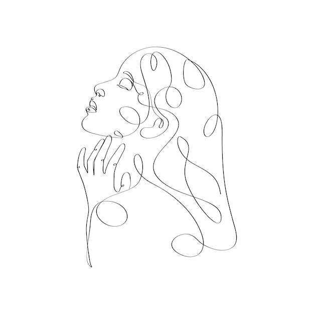 Mujer modelo elegante hembra continúa dibujo lineal