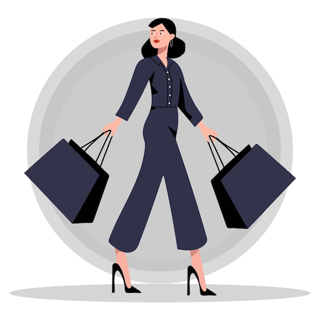 Mujer moderna con bolsas de compras Diseño de ilustraciones