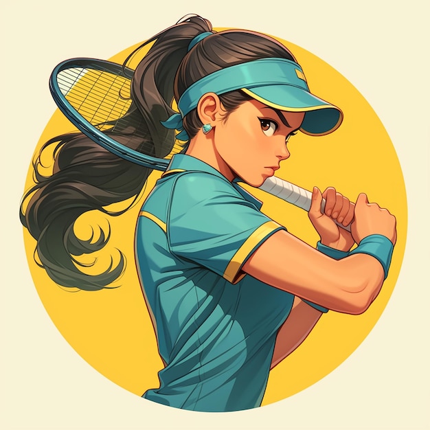 Vector una mujer monegasca está jugando al tenis.