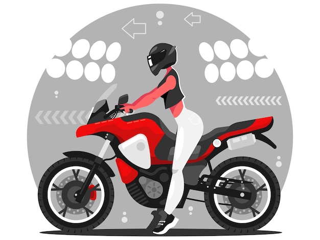 Vector mujer en moto