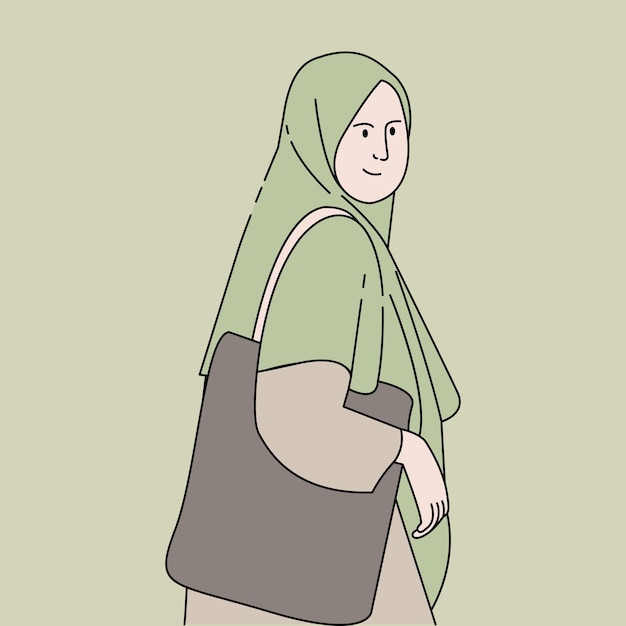 Mujer musulmana con bolsa manhwa personaje