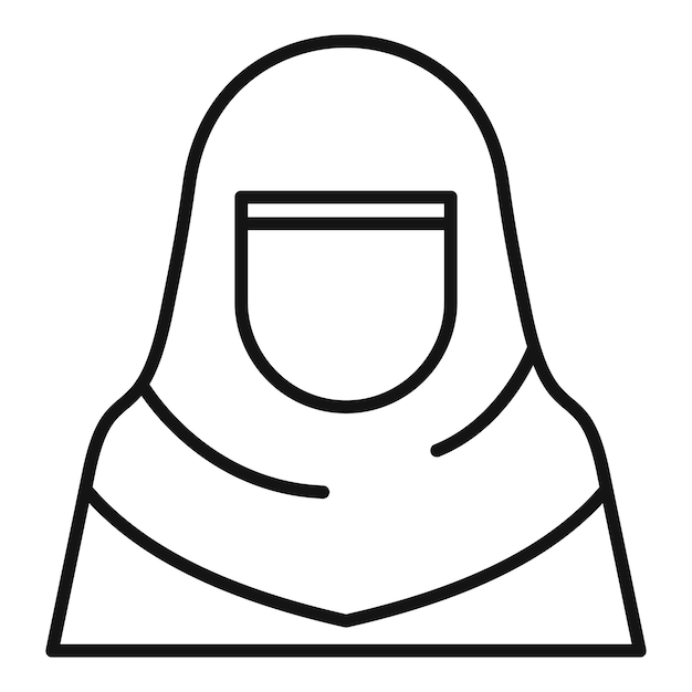 Mujer musulmana con hijab tradicional que cubre el cabello y la línea del cuello icono de arte
