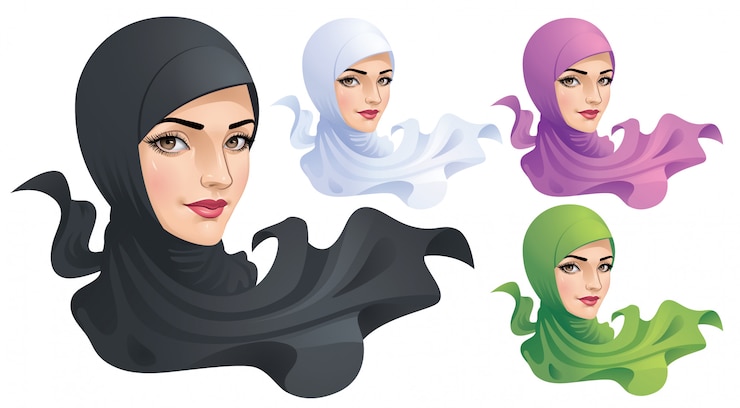 Vector una mujer musulmana con hijab