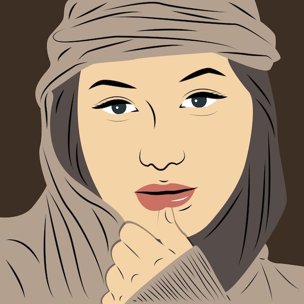 Mujer musulmana en hiyab. Retrato de una joven asiática con vestido moderno.