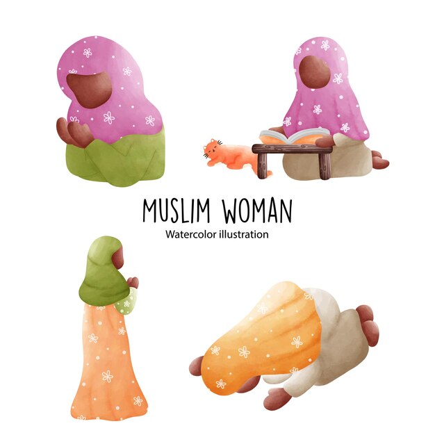 Mujer musulmana rezando ilustración vectorial
