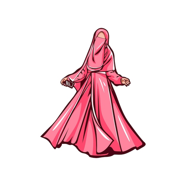 Mujer musulmana con vestido rosa