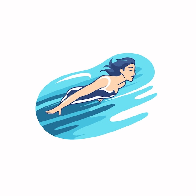 Vector mujer nadando en la piscina ilustración vectorial en un estilo plano