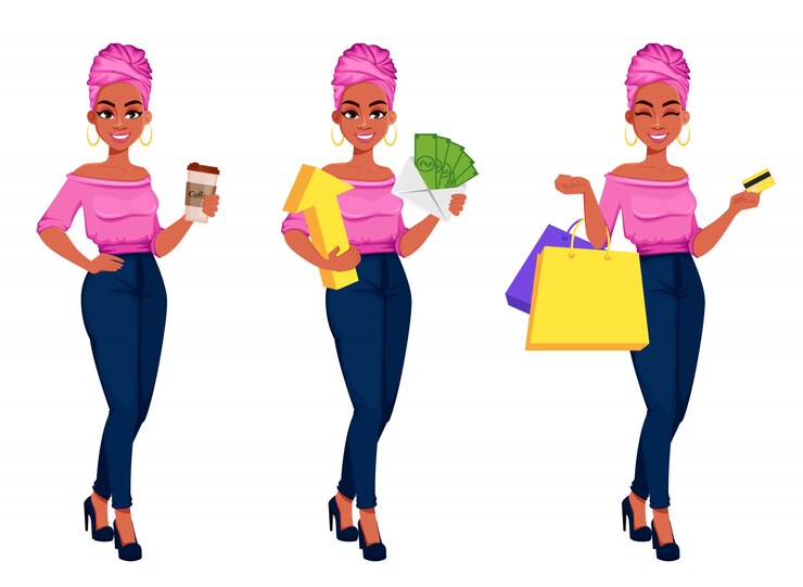 Vector mujer de negocios afroamericana hermosa joven