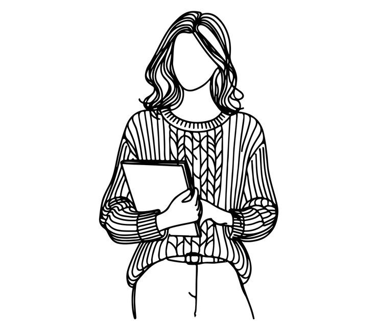Mujer de negocios con un boceto de silueta de carpeta