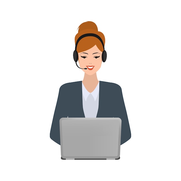 Vector mujer de negocios en call center