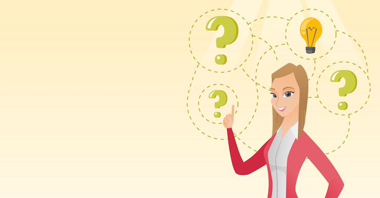 Vector mujer de negocios caucásico con idea de negocio.