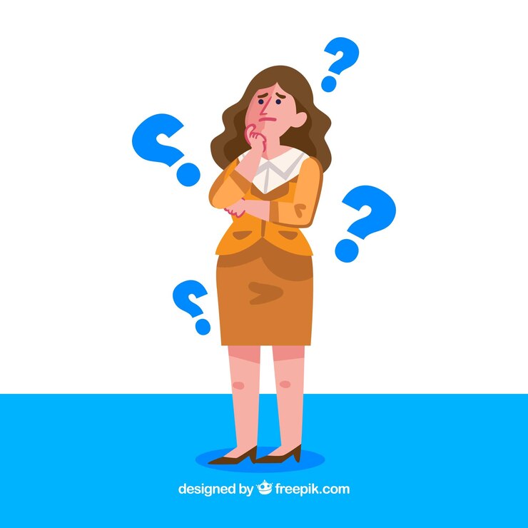 Vector mujer de negocios con dudas