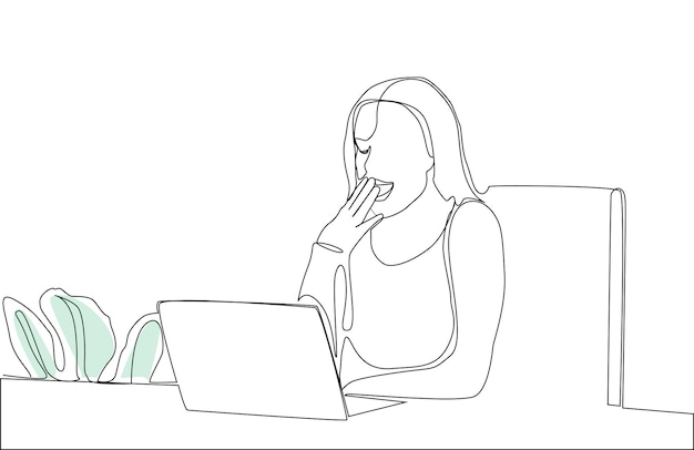 mujer de negocios con exceso de trabajo está cansada y somnolienta en la oficina