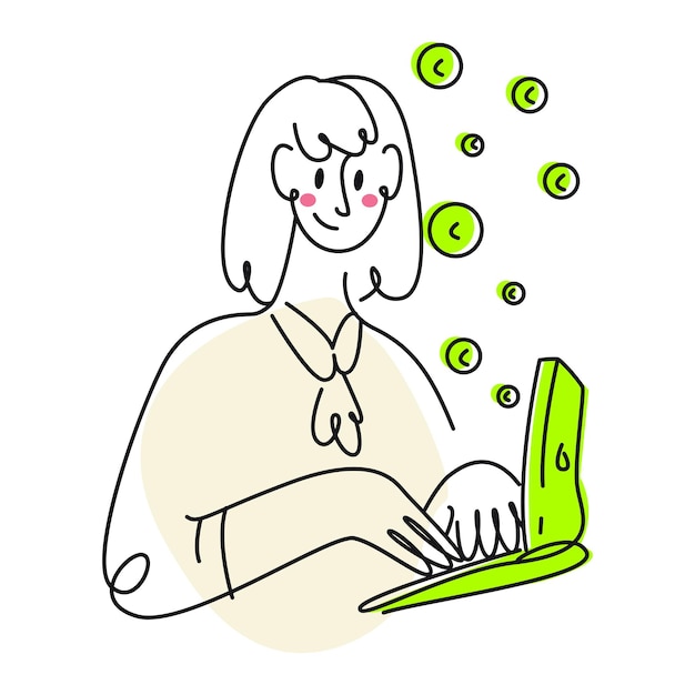 Mujer de negocios gana dinero en Internet