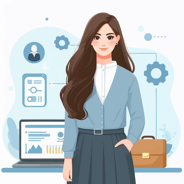 Vector una mujer de negocios gerente de ti en diseño plano