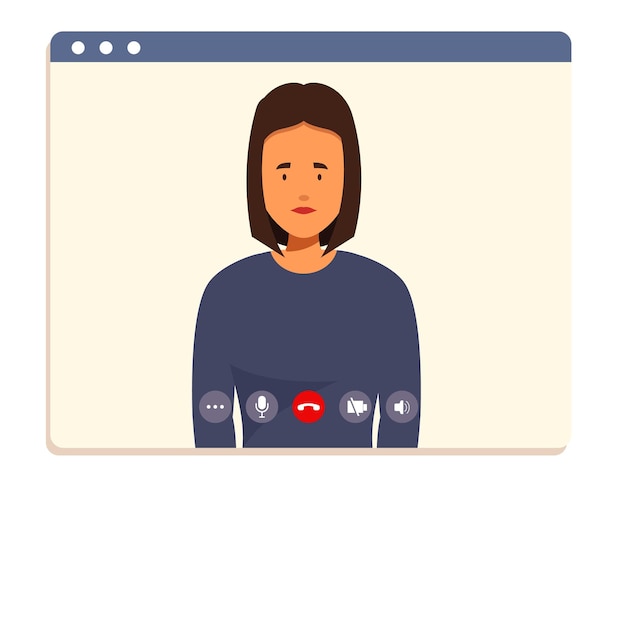 Mujer de negocios haciendo una llamada de video usando una aplicación informática reunión en línea concepto de videoconferencia