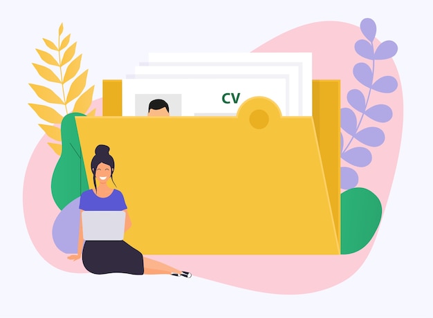 Vector mujer de negocios con una ilustración de computadora portátil