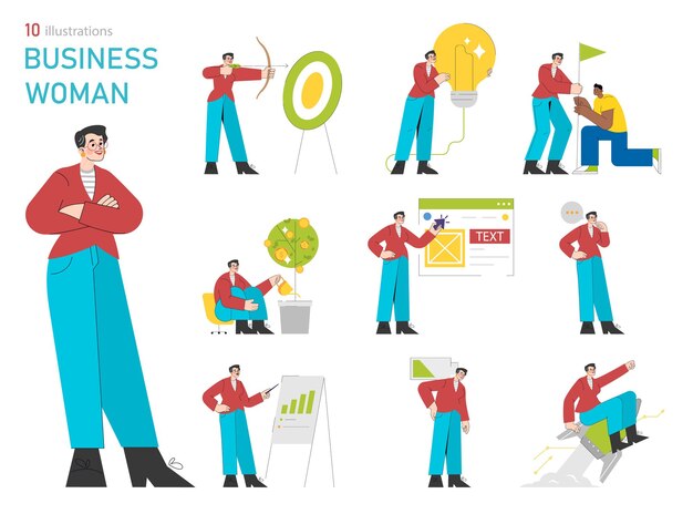 mujer de negocios Ilustración de vector plano