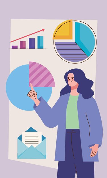 Mujer de negocios con infografía