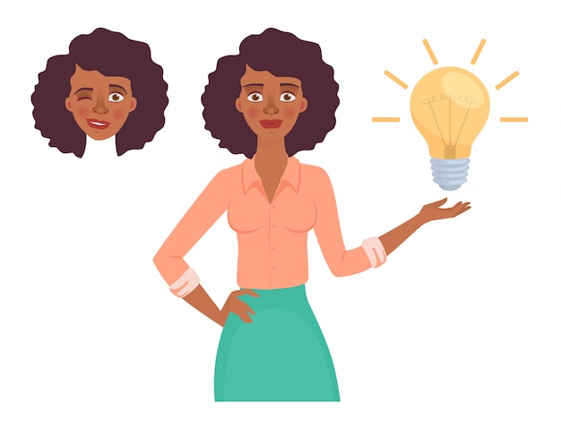 Mujer de negocios con lámpara
