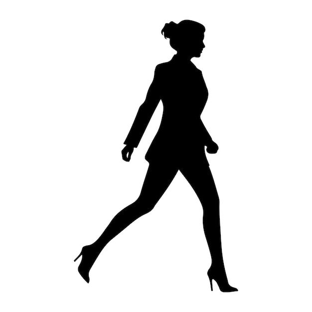 Vector mujer de negocios en movimiento silueta de fondo clipart