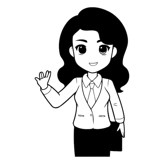 Mujer de negocios personaje de dibujos animados ilustración vectorial personaje de dibuyos animados de mujer de negocios linda