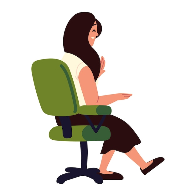 Vector mujer de negocios, sentar silla