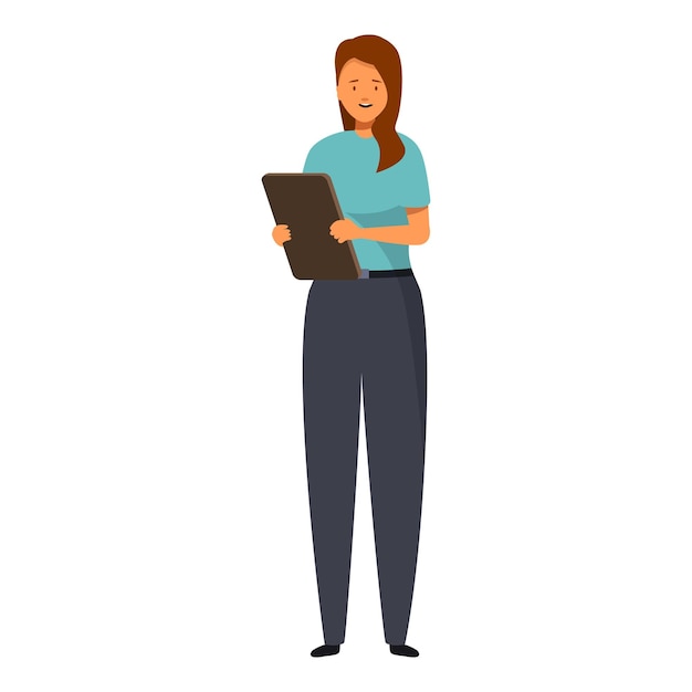 Mujer de negocios sonriente sosteniendo un documento o tomando notas