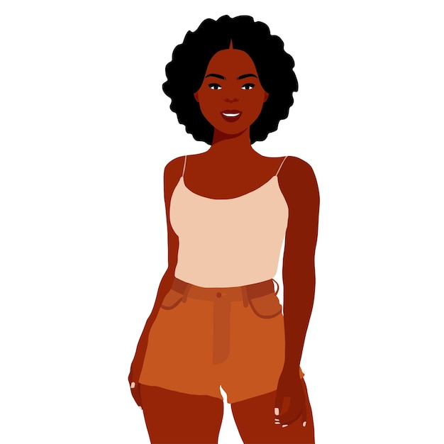 Mujer negra afro elegante en el vector de estilo artístico elegante