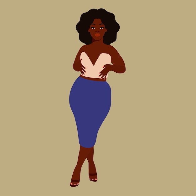 Mujer negra afro elegante en el vector de estilo artístico elegante