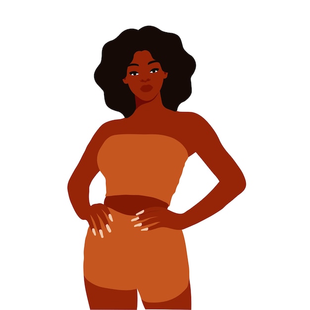 Mujer negra afro en el vector de estilo artístico elegante