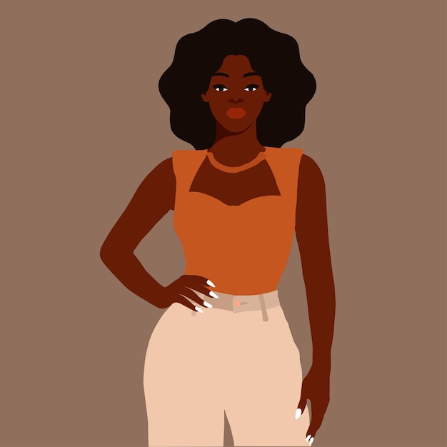 Vector mujer negra afro en el vector de estilo artístico elegante