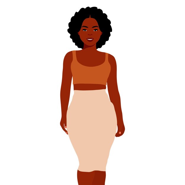 Mujer negra afro en el vector de estilo artístico elegante