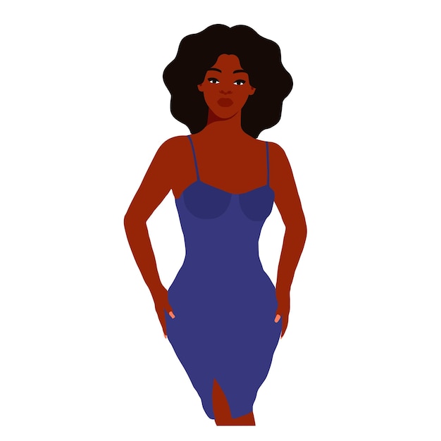 Mujer negra afro en el vector de estilo artístico elegante