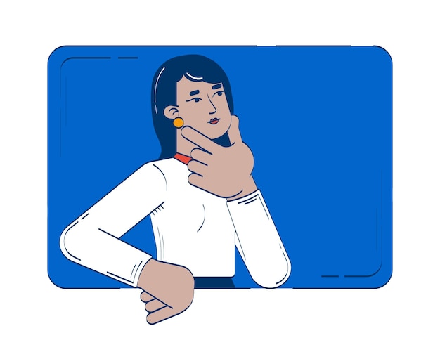 Mujer negra casual de negocios sentada con una computadora portátil explicando la idea de un personaje de garabateo 2D