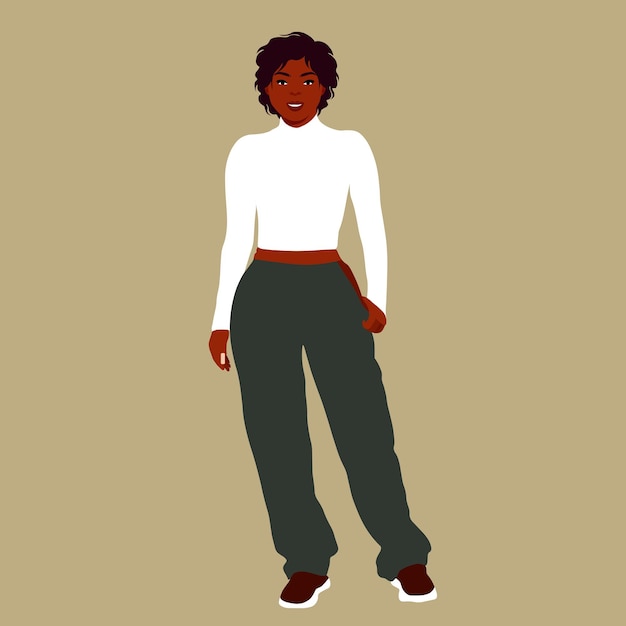 Mujer negra elegante en el vector de estilo de arte elegante