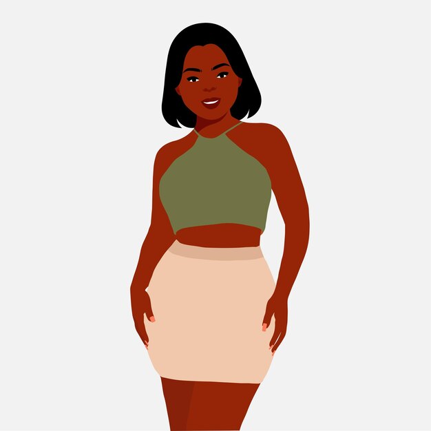 Mujer negra elegante en el vector de estilo de arte elegante