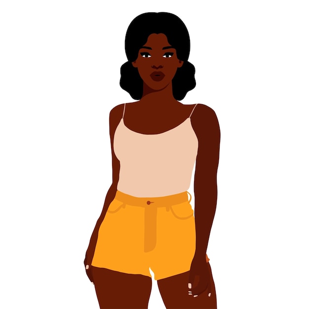 Mujer negra elegante en el vector de estilo de arte elegante