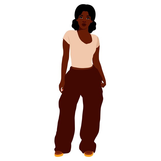 Mujer negra elegante en el vector de estilo de arte elegante