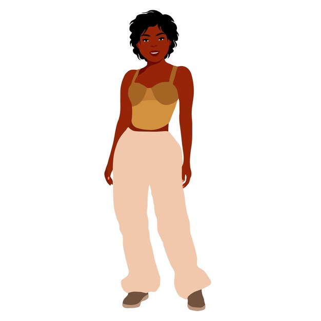 Mujer negra elegante en el vector de estilo de arte elegante