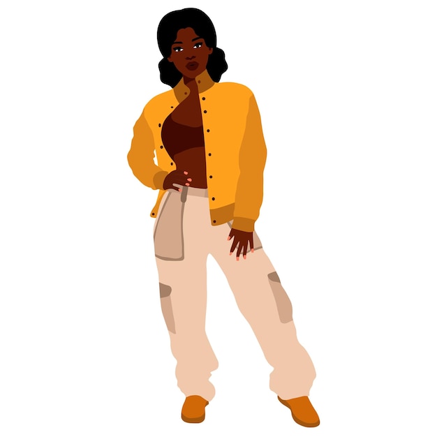 Mujer negra elegante en el vector de estilo de arte elegante