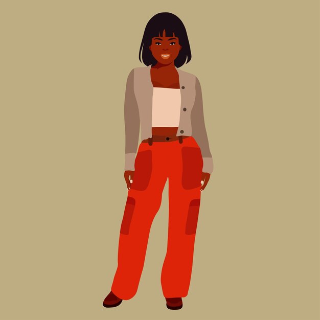 Mujer negra elegante en el vector de estilo de arte elegante