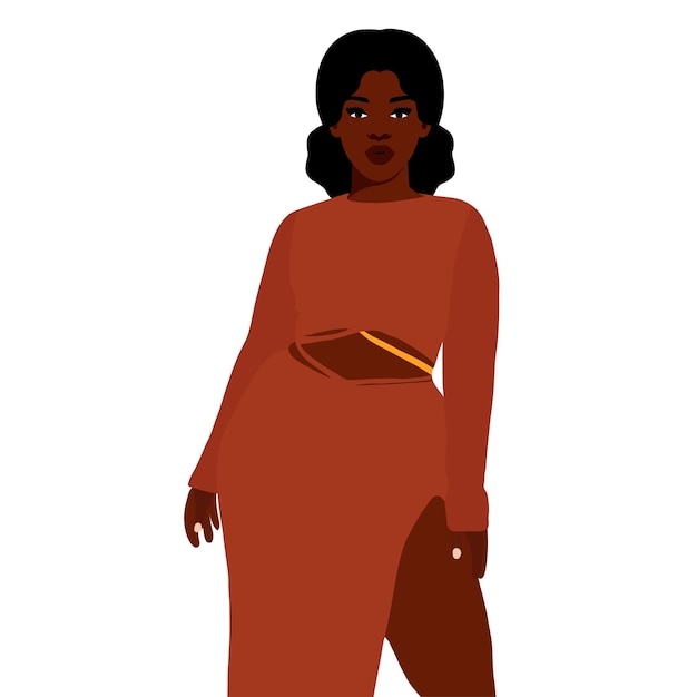 Mujer negra elegante en el vector de estilo de arte elegante