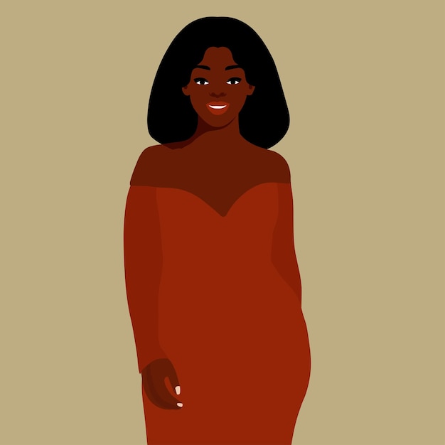 Mujer negra elegante en el vector de estilo de arte elegante