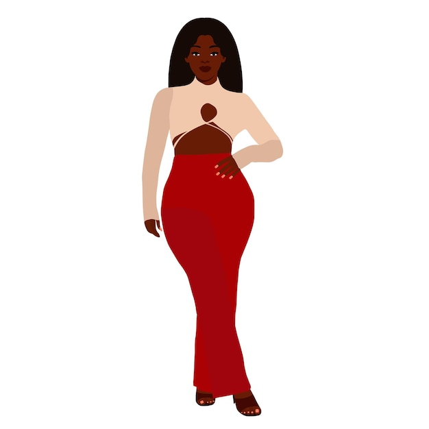 Mujer negra elegante en el vector de estilo de arte elegante