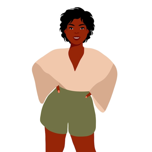 Mujer negra elegante en el vector de estilo de arte elegante