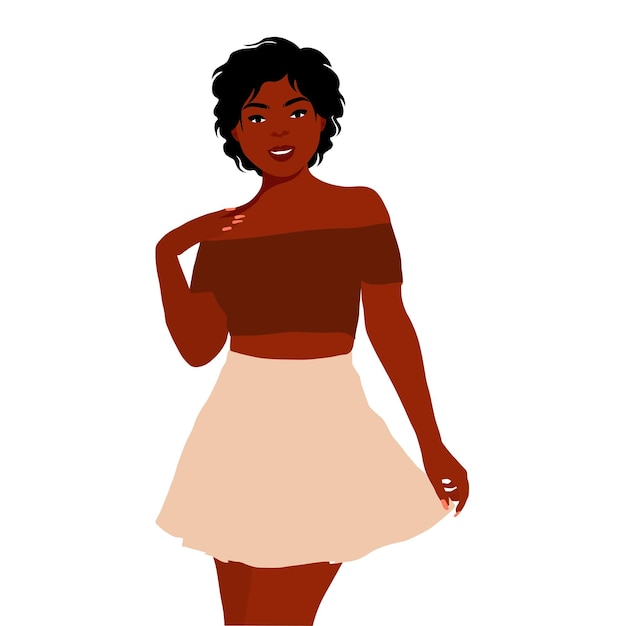 Mujer negra elegante en el vector de estilo de arte elegante