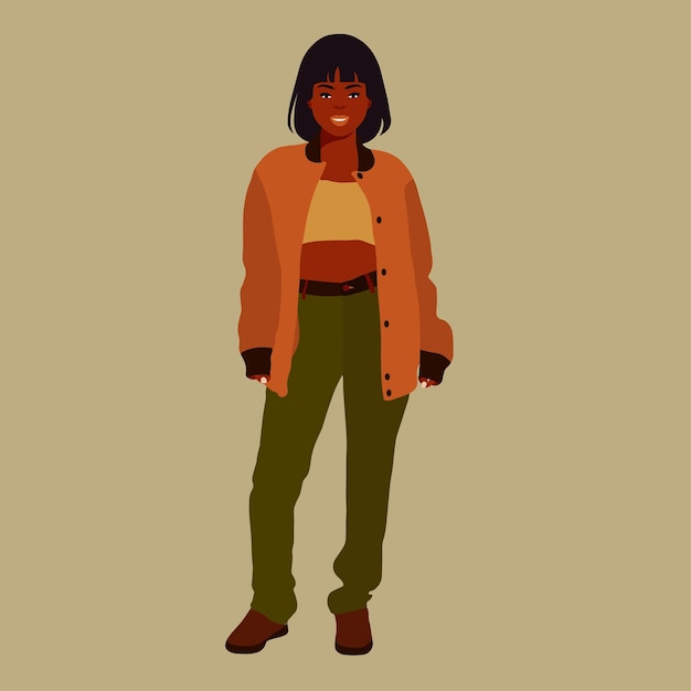 Mujer negra elegante en el vector de estilo de arte elegante