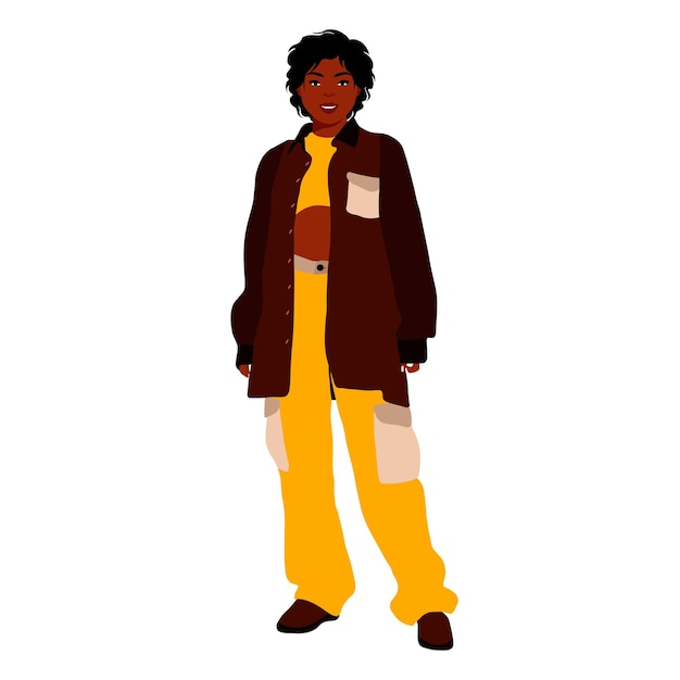 Mujer negra elegante en el vector de estilo de arte elegante